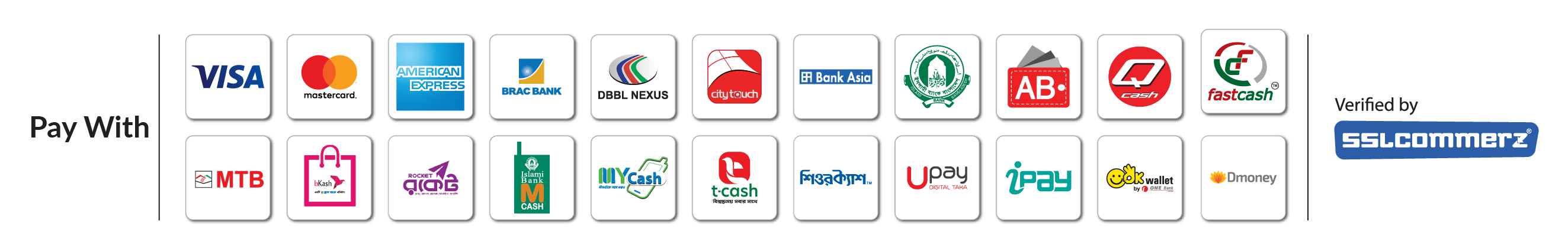 Secure Payment Gateway powered by SSLCOMMERZ - Visa, Mastercard, bKash, Nagad, AMEX